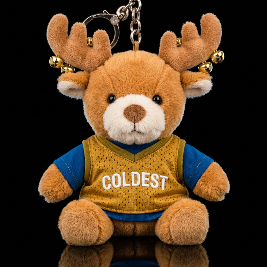 Reindeer with bells on his antlers water bottle design