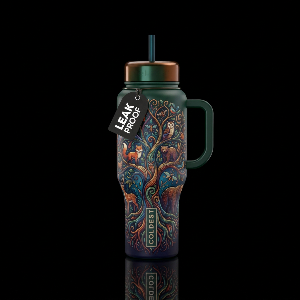 Tree of life with animals in it water bottle design