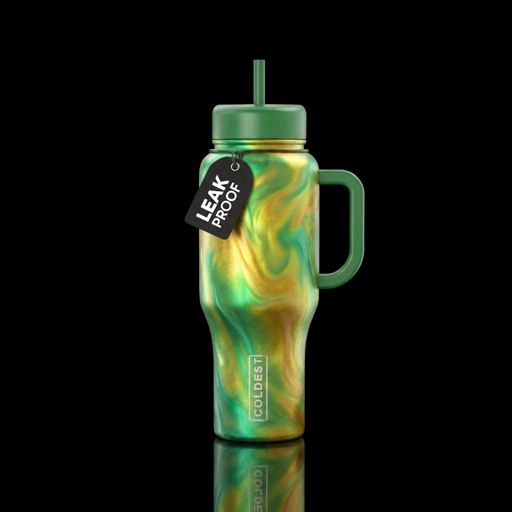 Green yellow gold water bottle design