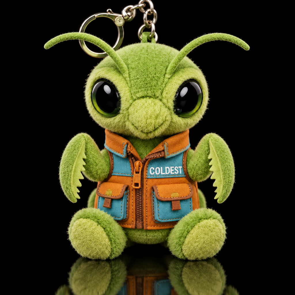 Pete the praying mantis water bottle design