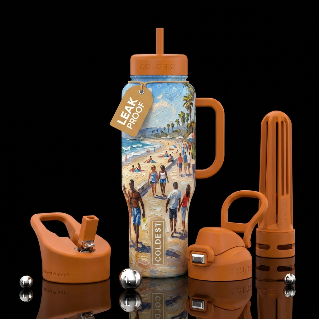 On the boardwalk water bottle design