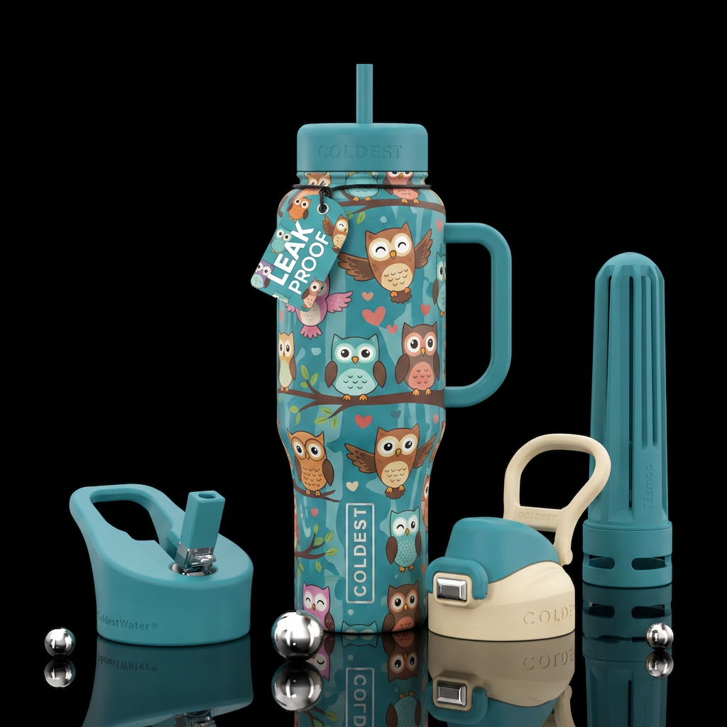 Evies Owls water bottle design