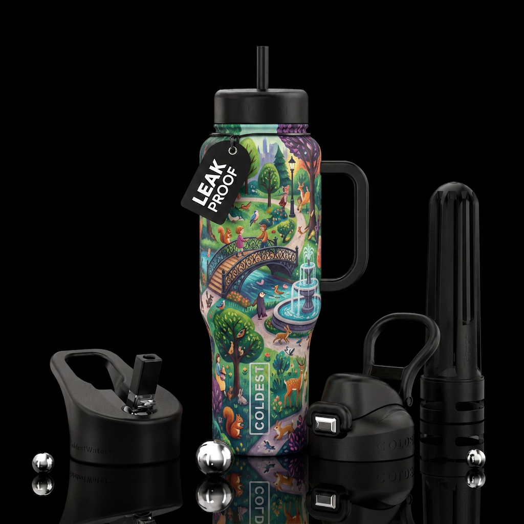 Day in the park water bottle design