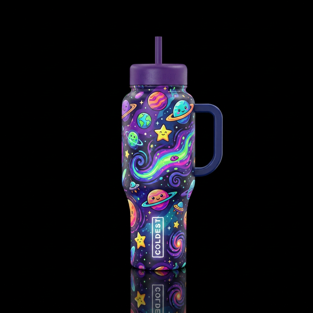 The Psychedelic Space Jam water bottle design