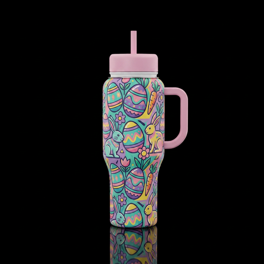 A bunny good time water bottle design