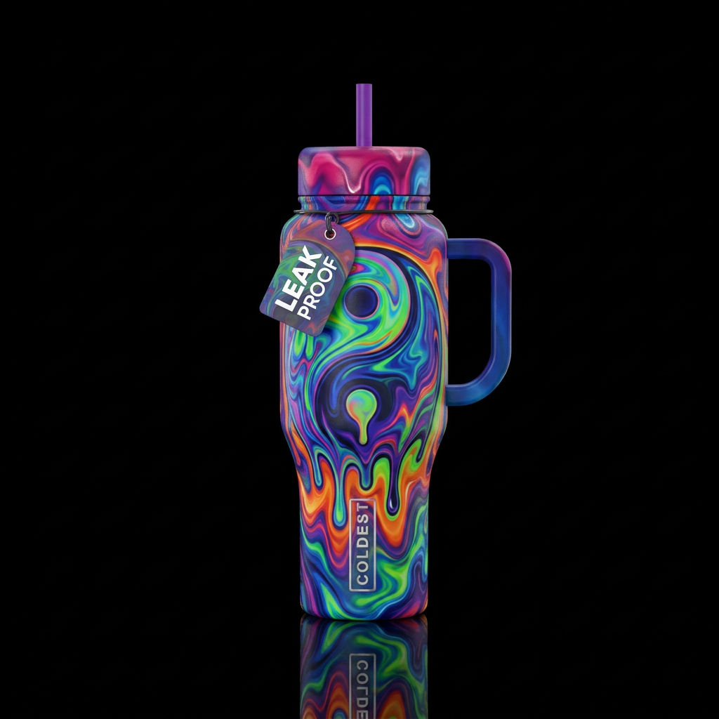 Trippy balance water bottle design