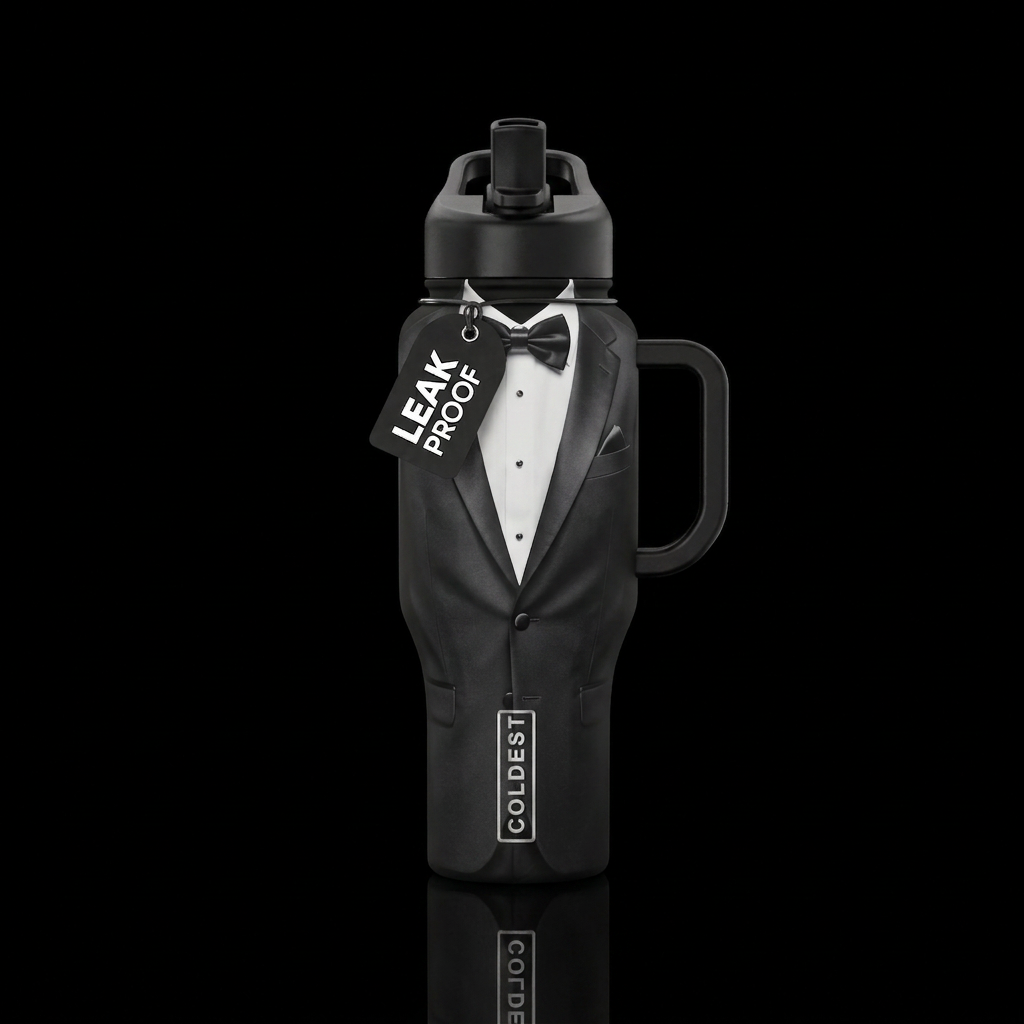 Black tie affair water bottle design