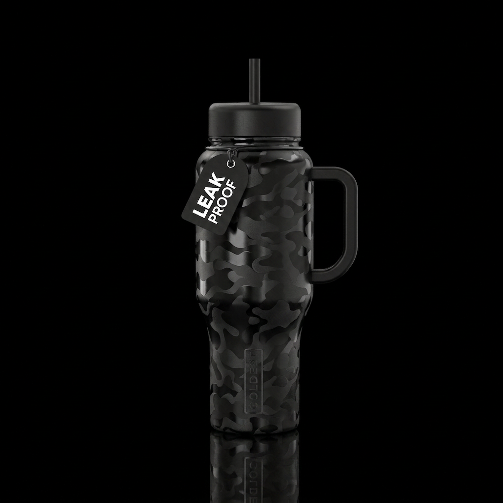 Black on black water bottle design
