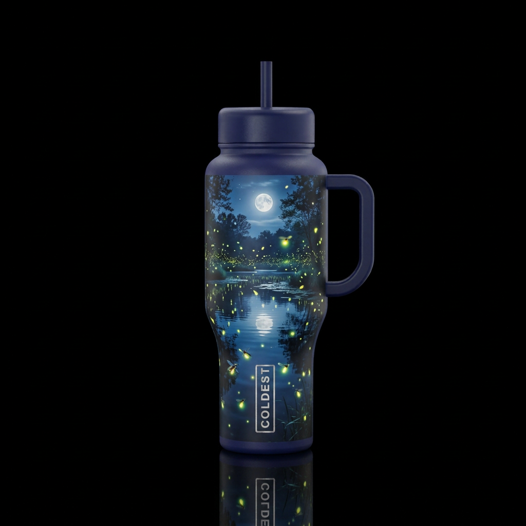 Light up the night water bottle design