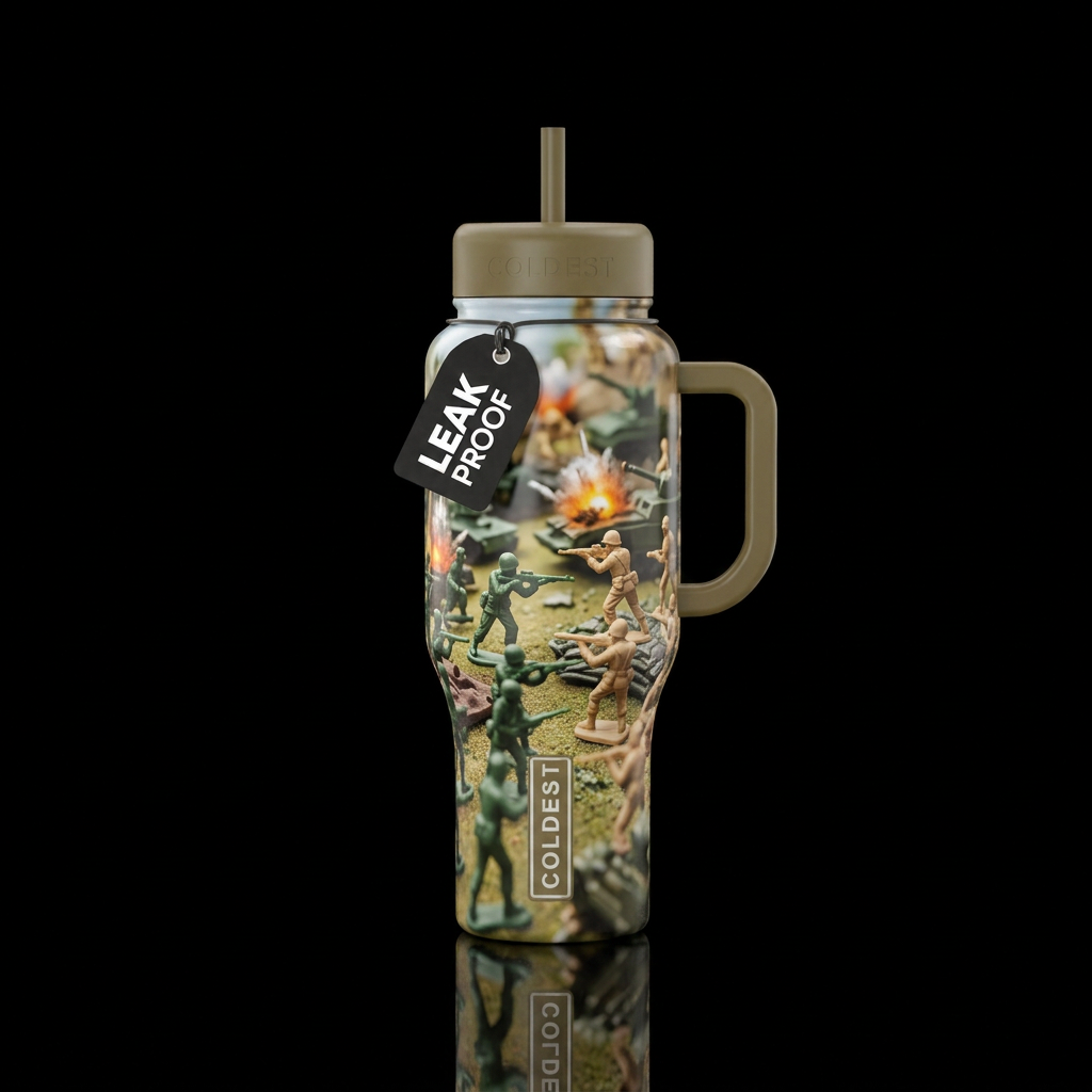 Army men water bottle design