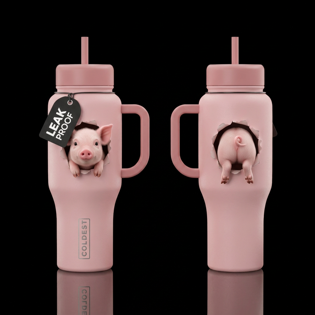 Little piggy water bottle design