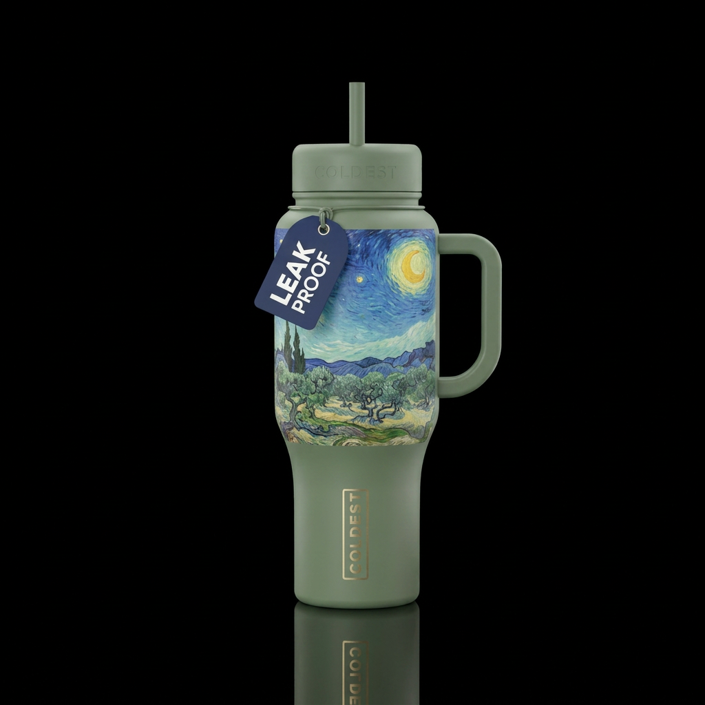 evening landscape water bottle design