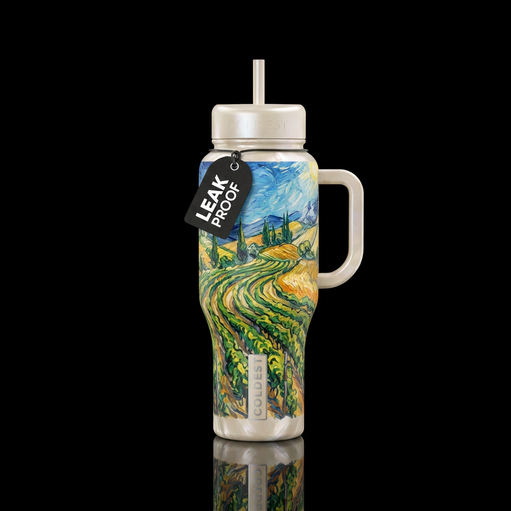Sunlit vineyards water bottle design