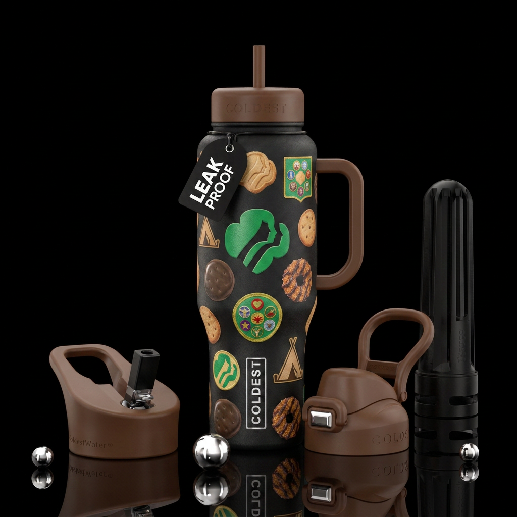 A girlscout inspired coldest cup with the girlscou... water bottle design