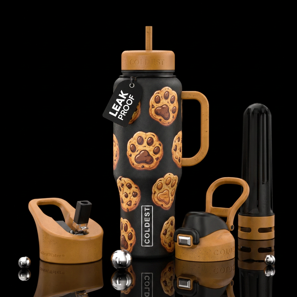 Cookie paws water bottle design