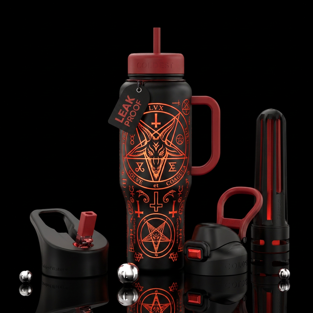 Satanism water bottle design