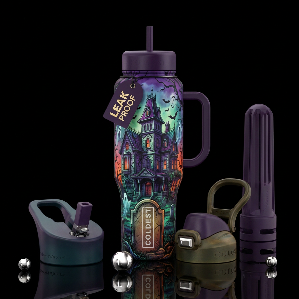 Haunted mansion water bottle design