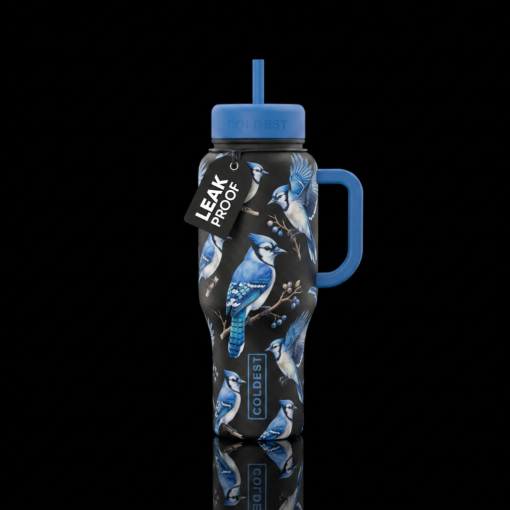 Blue jays water bottle design