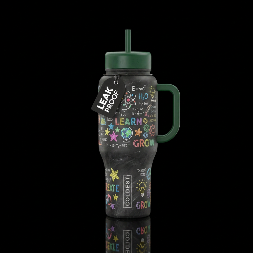 School chalkboard water bottle design