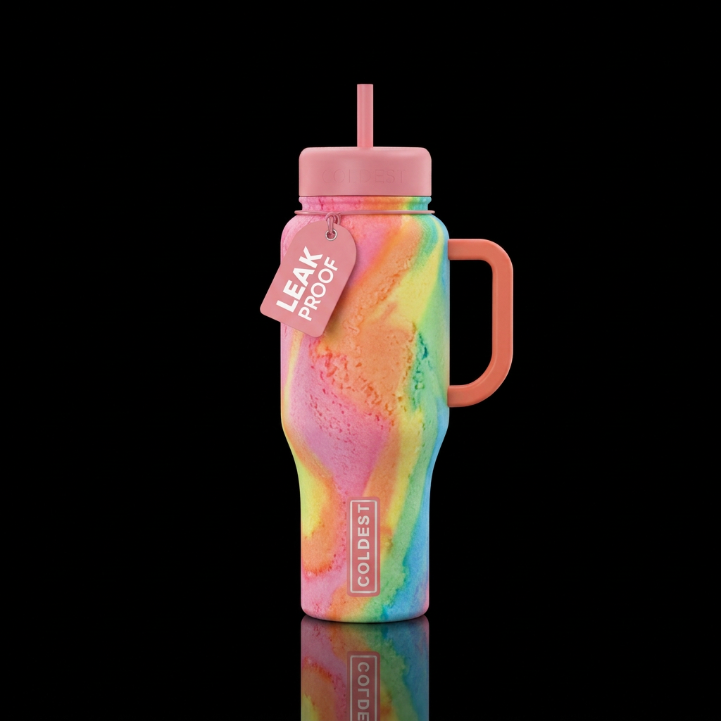 Rainbow sherbert water bottle design