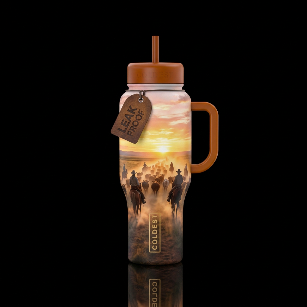 Early morning drive water bottle design