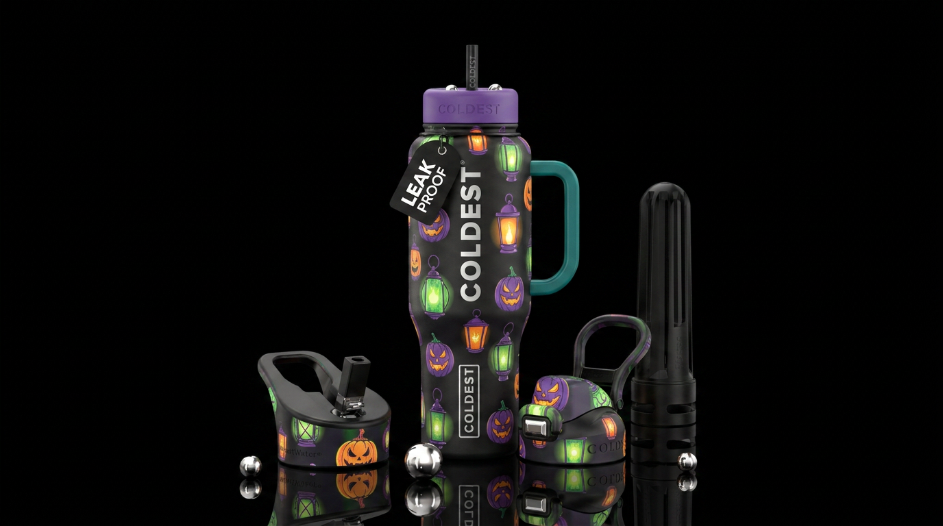 Spooky lanterns water bottle design