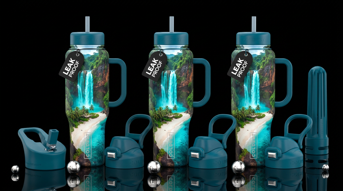 Beach Falls water bottle design