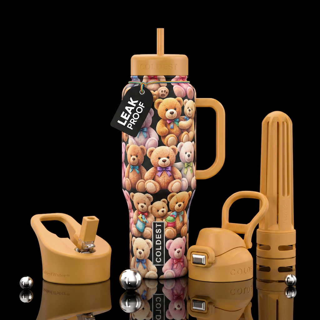 Teddy bears water bottle design