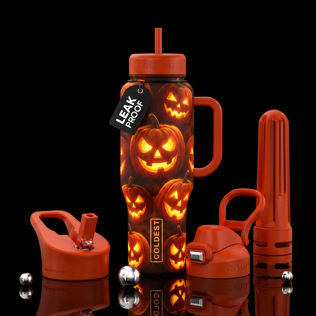 Glow pumpkins water bottle design