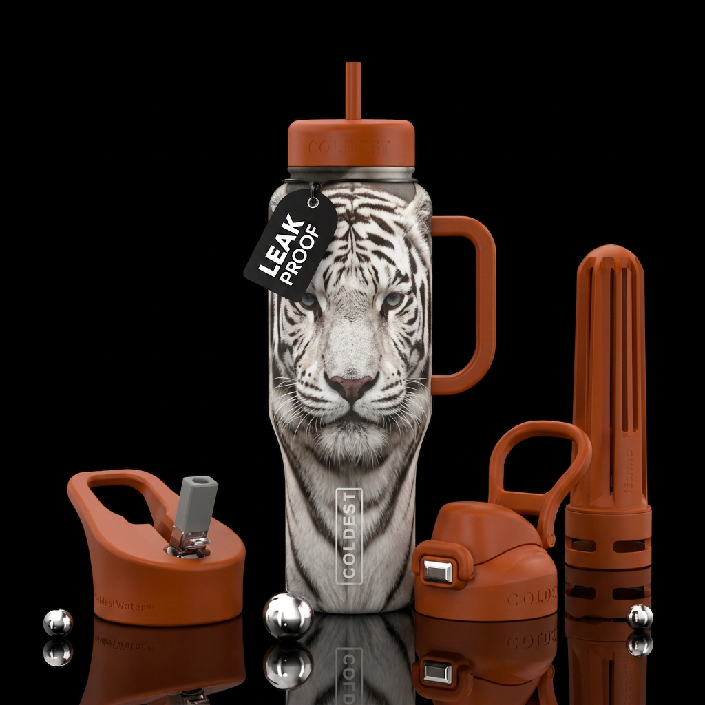 White tiger water bottle design