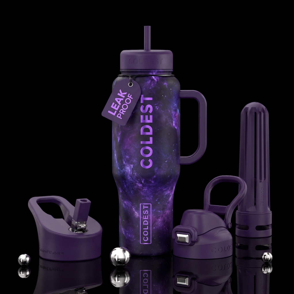 Purple marvel water bottle design