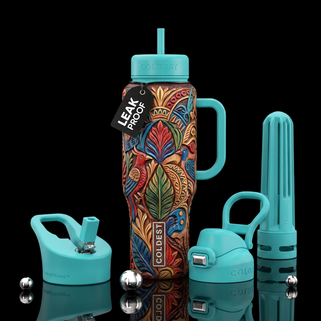 Woodcarvings water bottle design