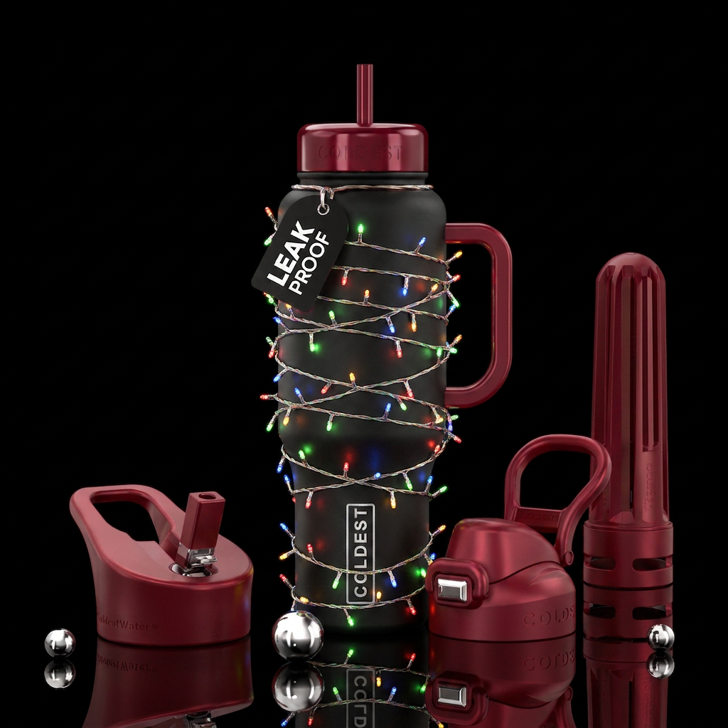 Christmas lights water bottle design
