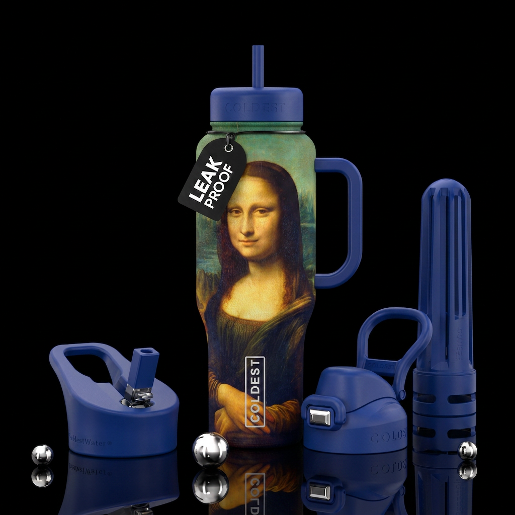 Mona Lisa water bottle design