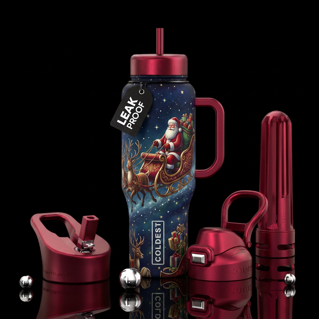 Santa sleigh water bottle design