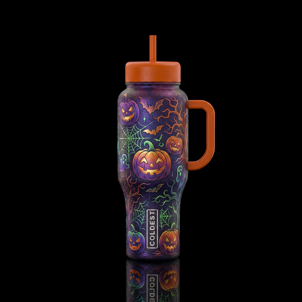 Spooky vibes water bottle design