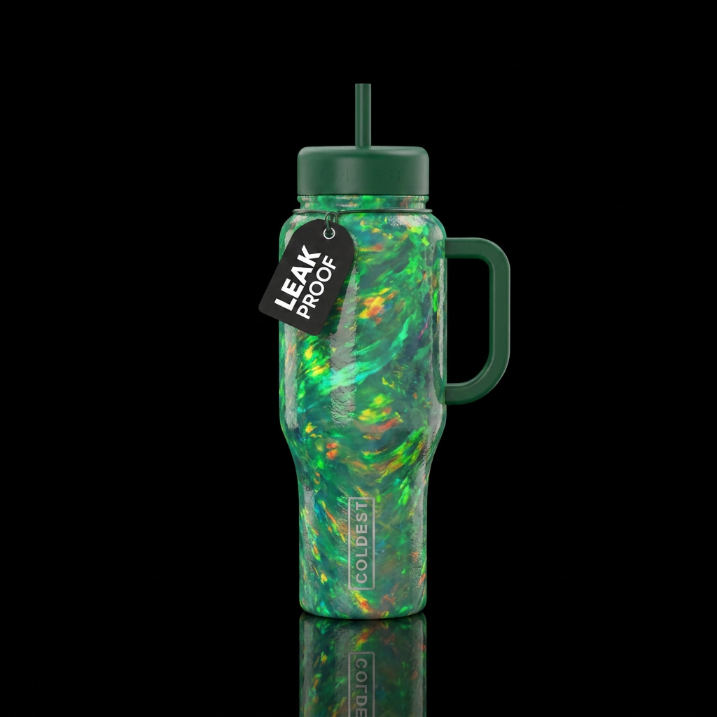 Green opal water bottle design