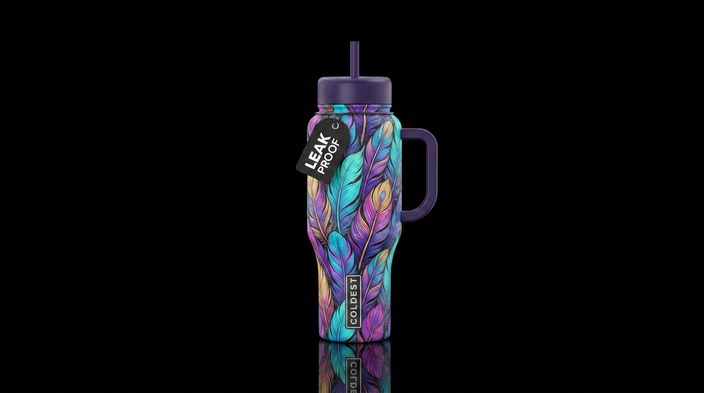 Feathers water bottle design