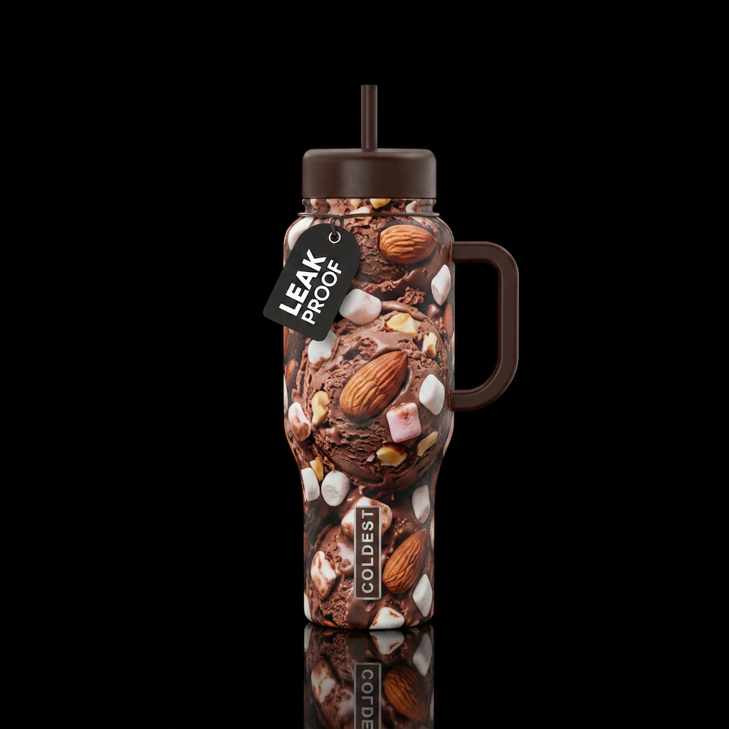 Rocky Road ice cream water bottle design