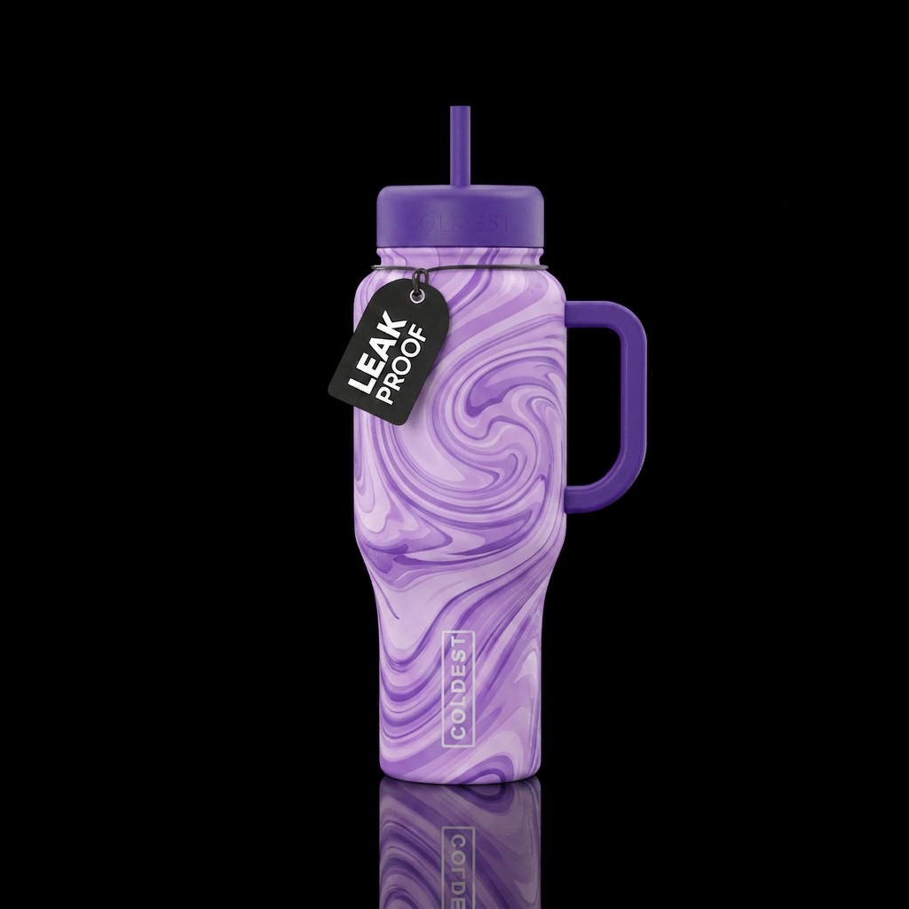 Lavender swirl water bottle design