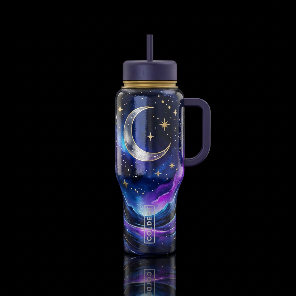 Moonlight in the stars water bottle design