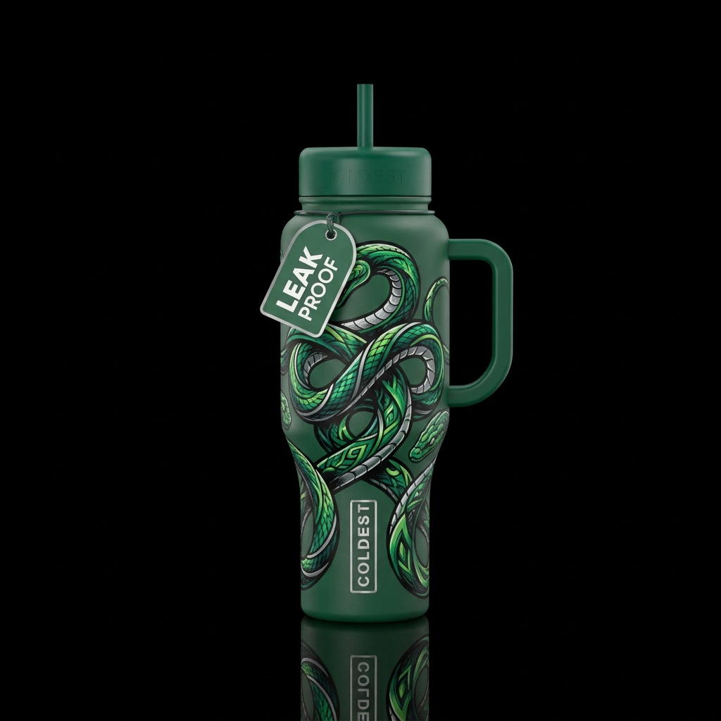 Slytherin snakes water bottle design