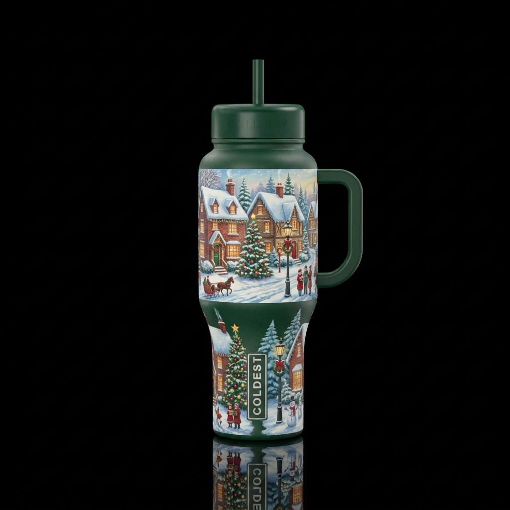 Christmas Lane water bottle design