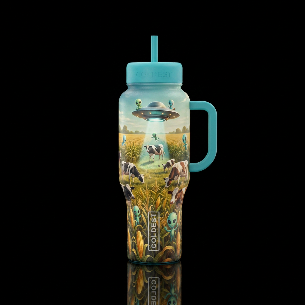 My ufo experience water bottle design