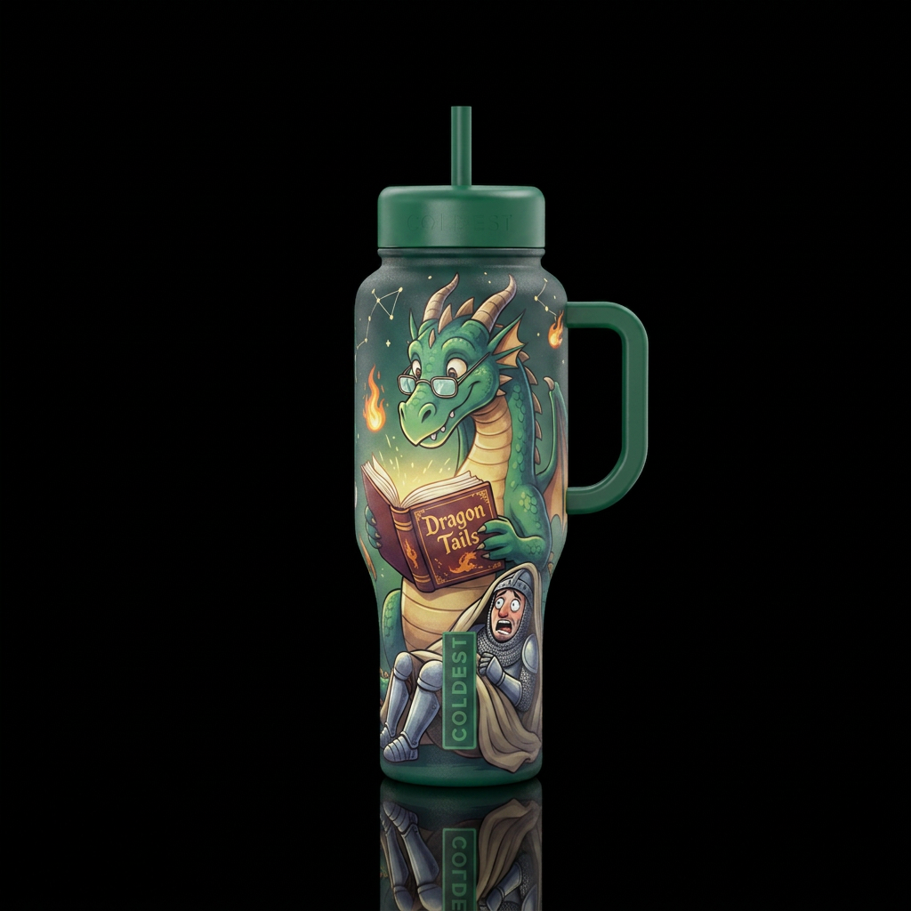 Bedtime stories books water bottle design