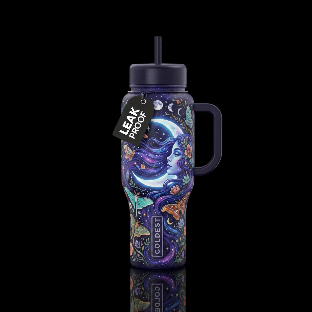 Moon goddess water bottle design