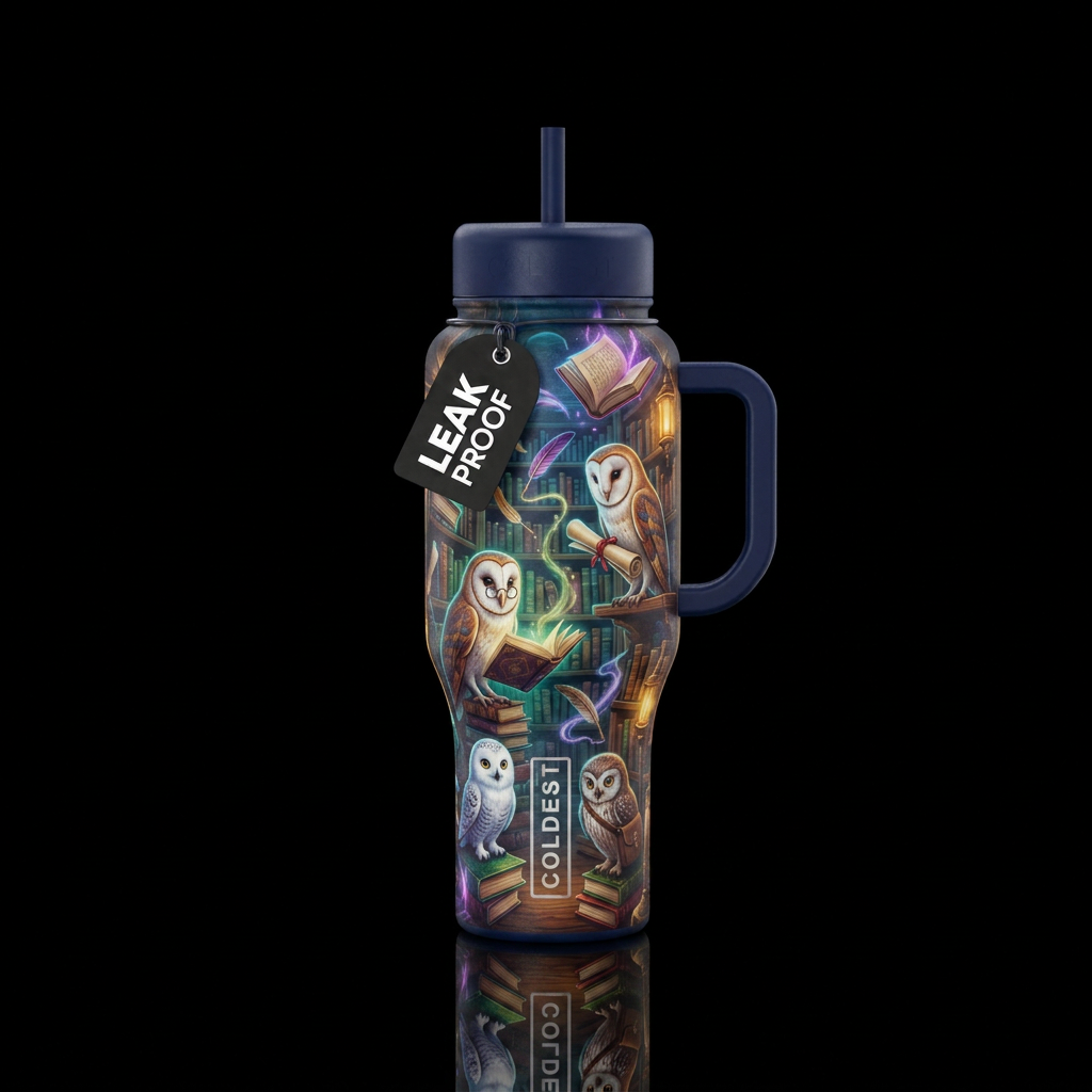 Whooo wants a story books water bottle design
