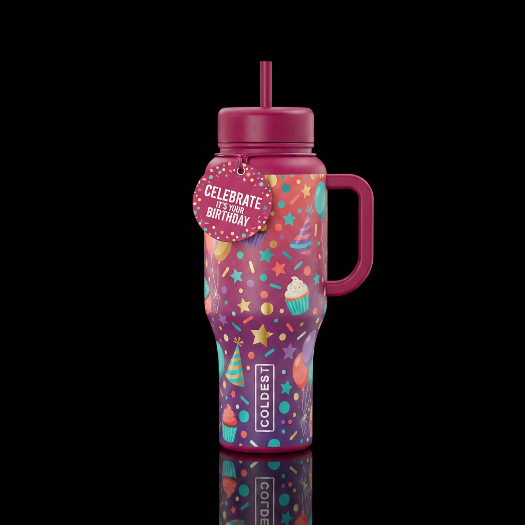 Birthday water bottle design