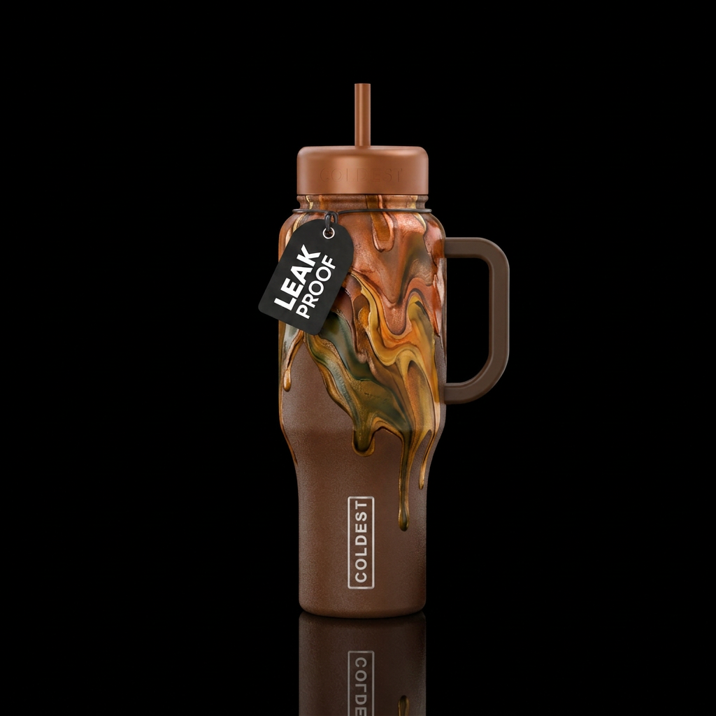 Brown splash water bottle design