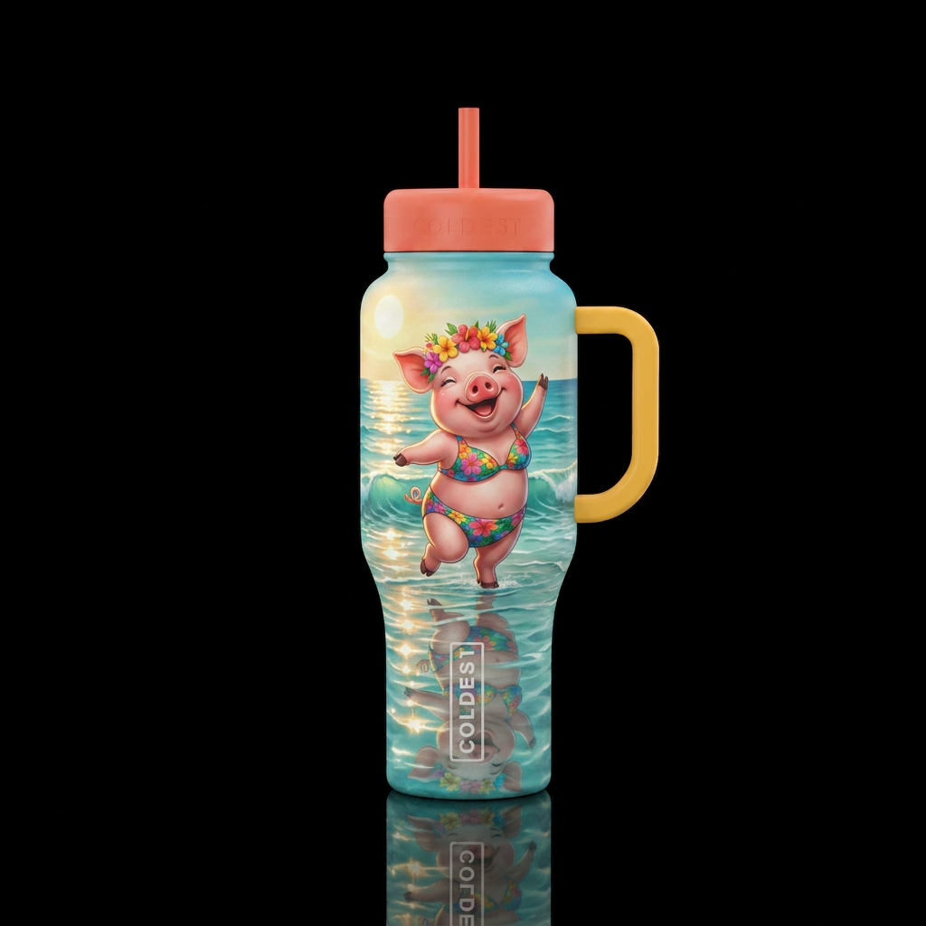 Happy Pig water bottle design